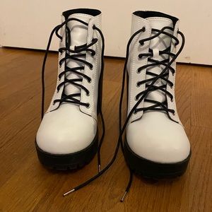 White combat booties